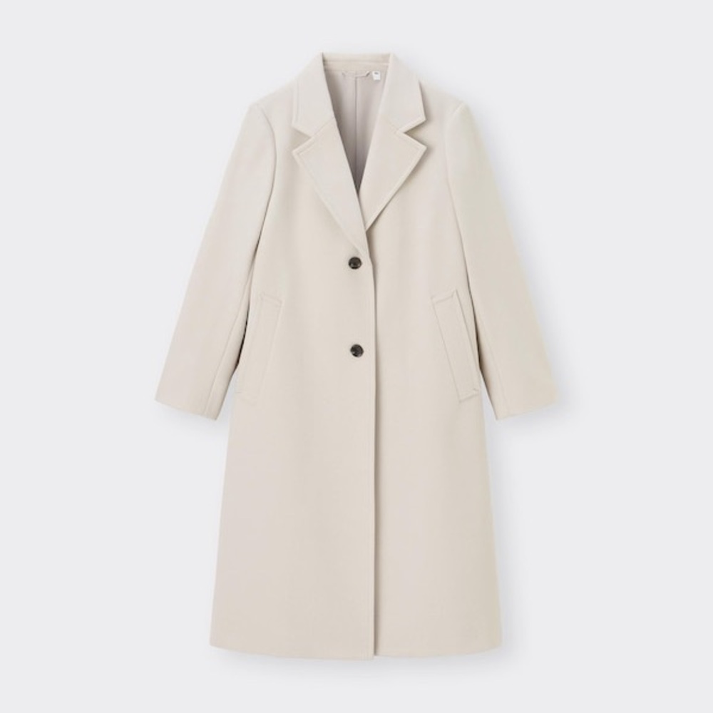 GU Womens Long Cream Coat